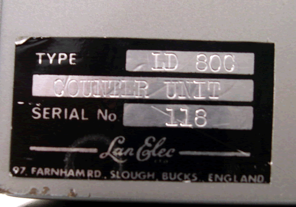 Serial for the counter unit.