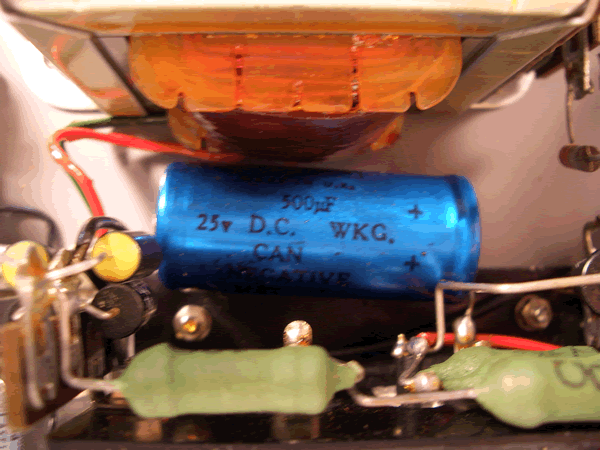  image of A large 500uF capacitor. 
