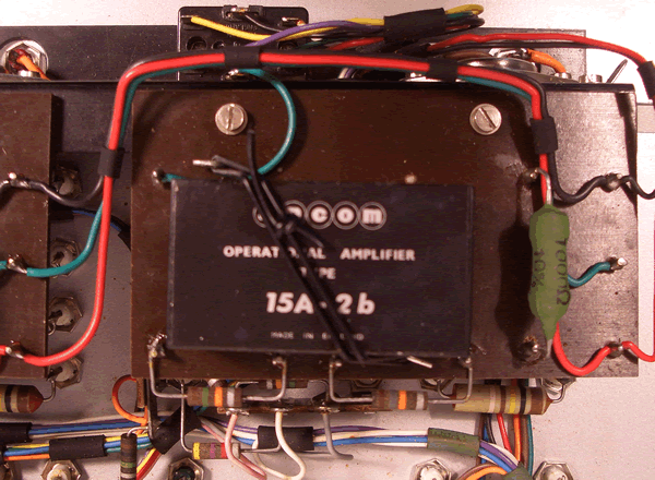 One of the operational amplifiers closeup.