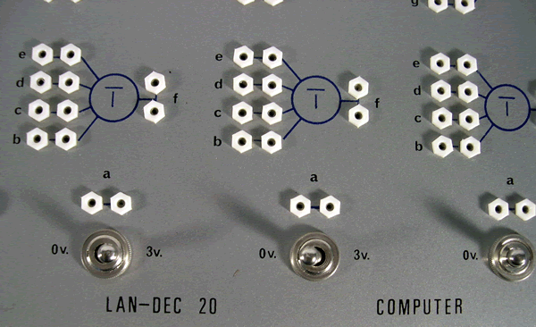 Closeup of the LAN-DEC 20 branding.