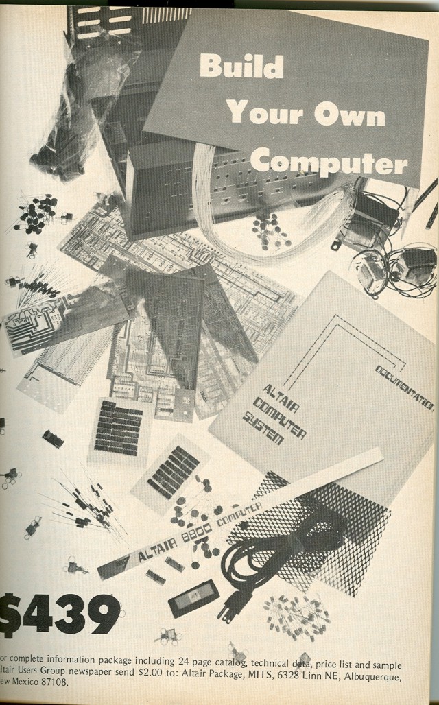 Full page ad for the Altair 8800 computer.