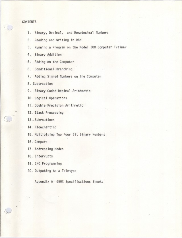  image of The manual's Table of Contents (20 experiements). 