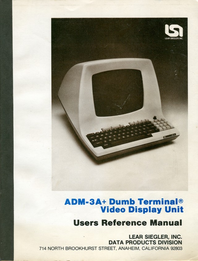 Cover of the ADM-3A+ Dumb Terminal User Manual.